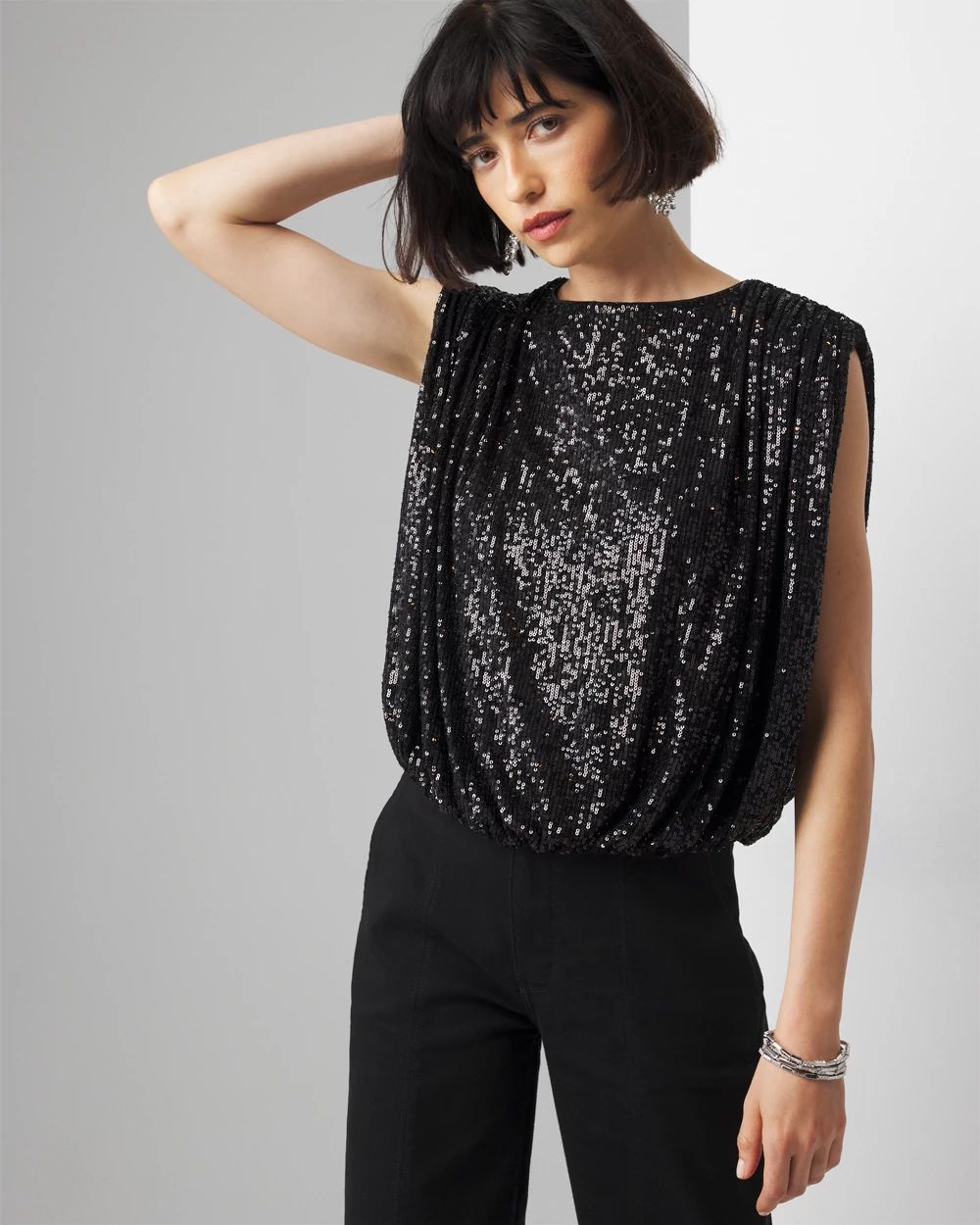 High Neck Embellished Top White House Black Market